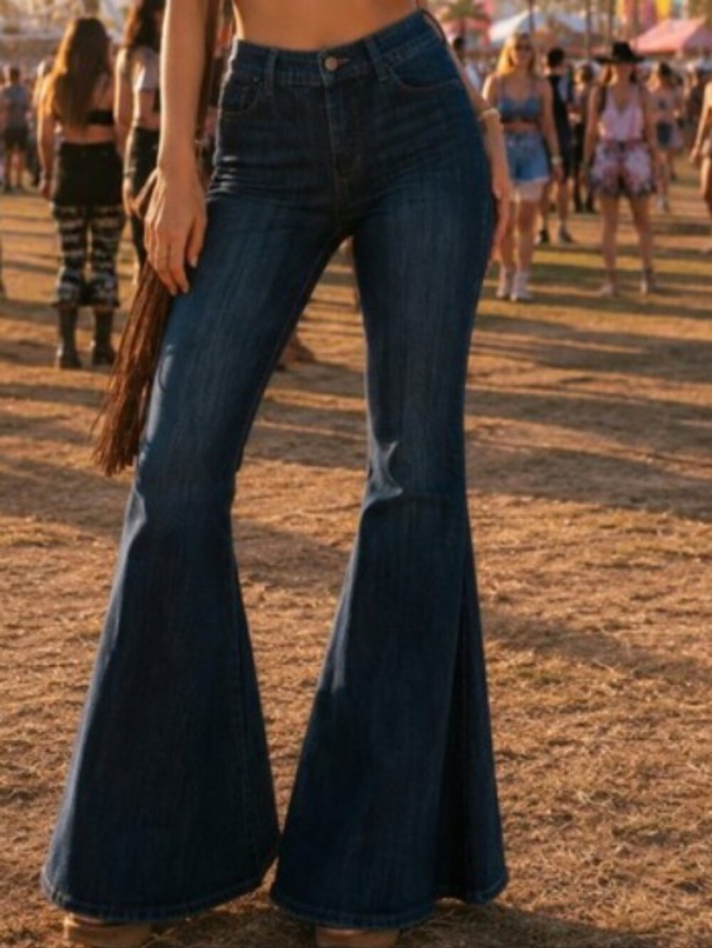 Judy Blue Dark Blue Pull On Super Flare Jeans Size 3/26